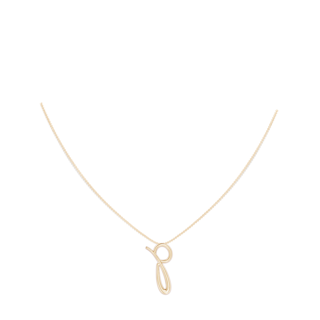 Lowercase "P" Initial Pendant in Yellow Gold Body-Neck