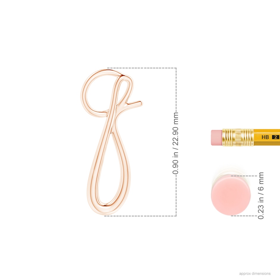 Lowercase "Q" Initial Pendant in 10K Rose Gold ruler