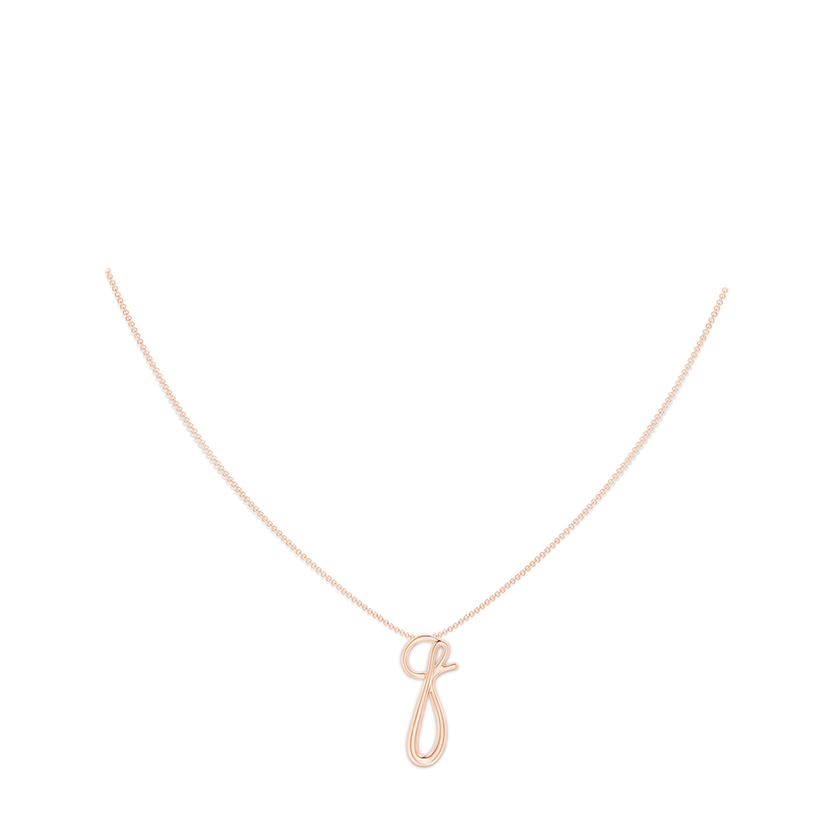 Lowercase "Q" Initial Pendant in 10K Rose Gold body-neck