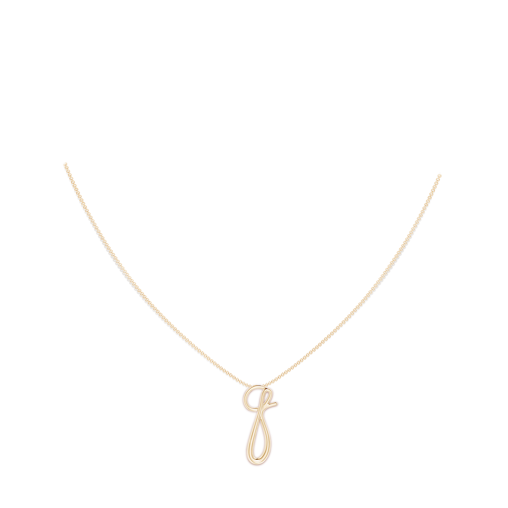 Lowercase "Q" Initial Pendant in Yellow Gold Body-Neck