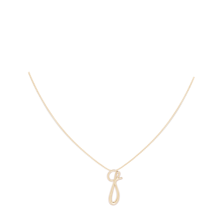 Lowercase "Q" Initial Pendant in Yellow Gold body-neck