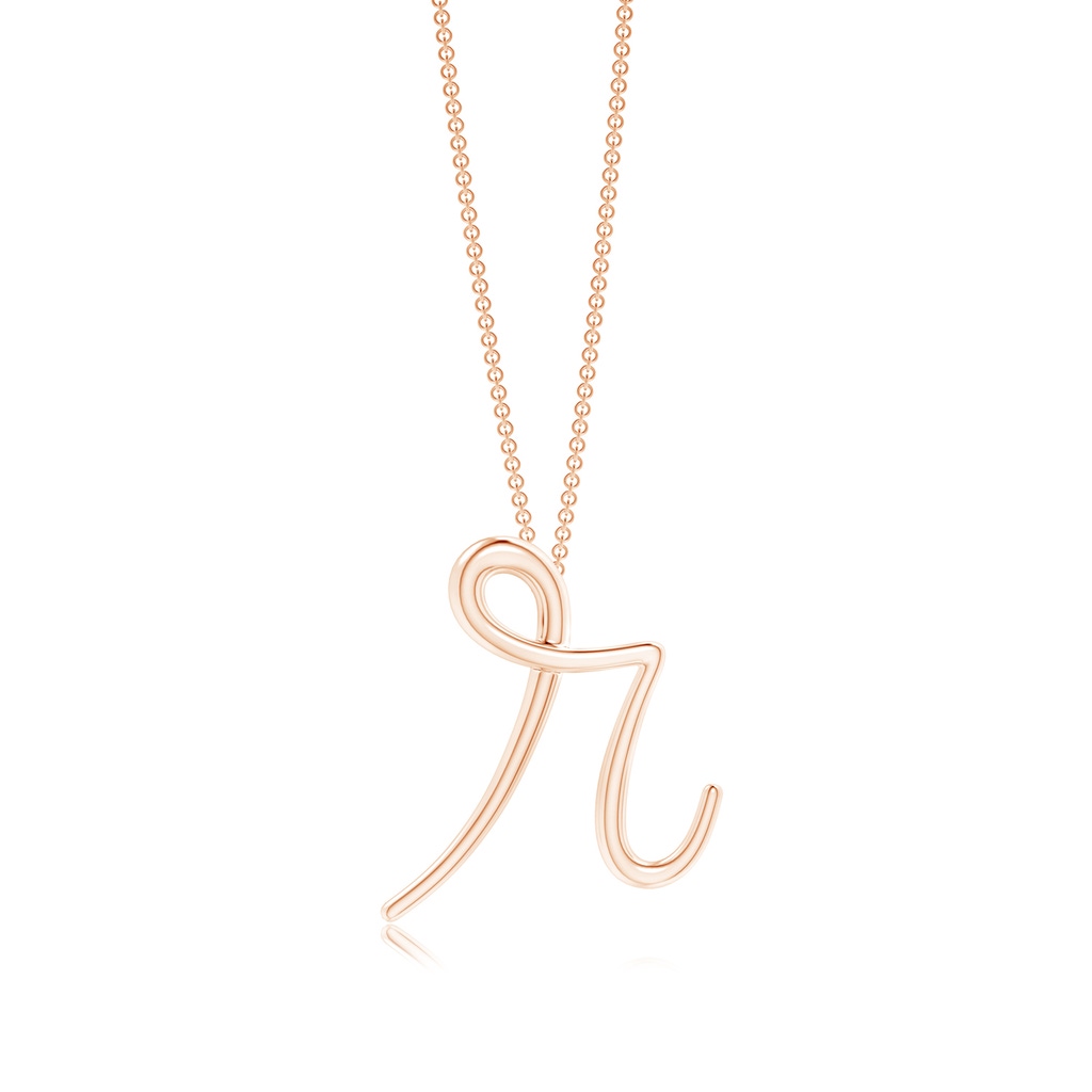 Lowercase "R" Initial Pendant in 10K Rose Gold