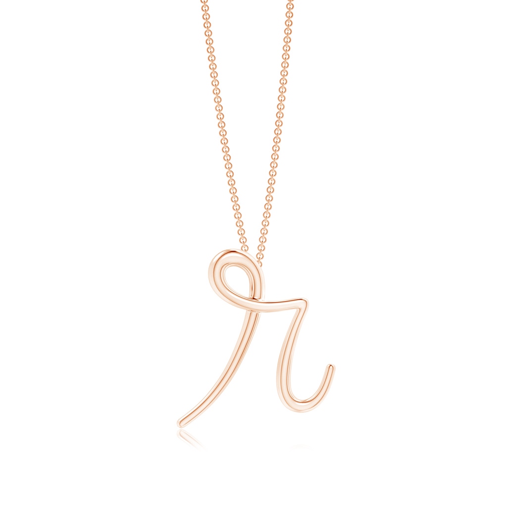 Lowercase "R" Initial Pendant in 9K Rose Gold