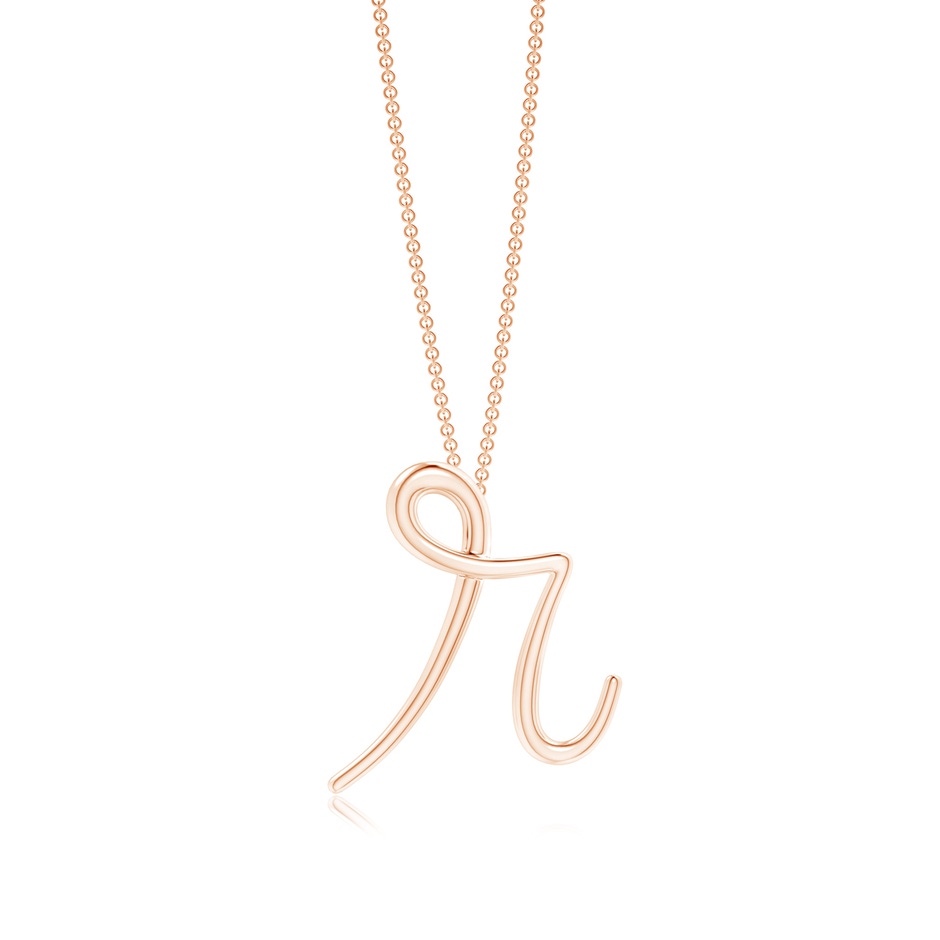 Lowercase "R" Initial Pendant in 9K Rose Gold 