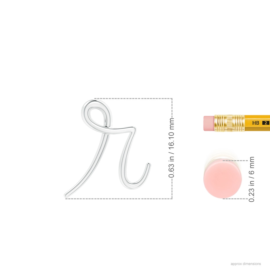 Lowercase "R" Initial Pendant in P950 Platinum ruler