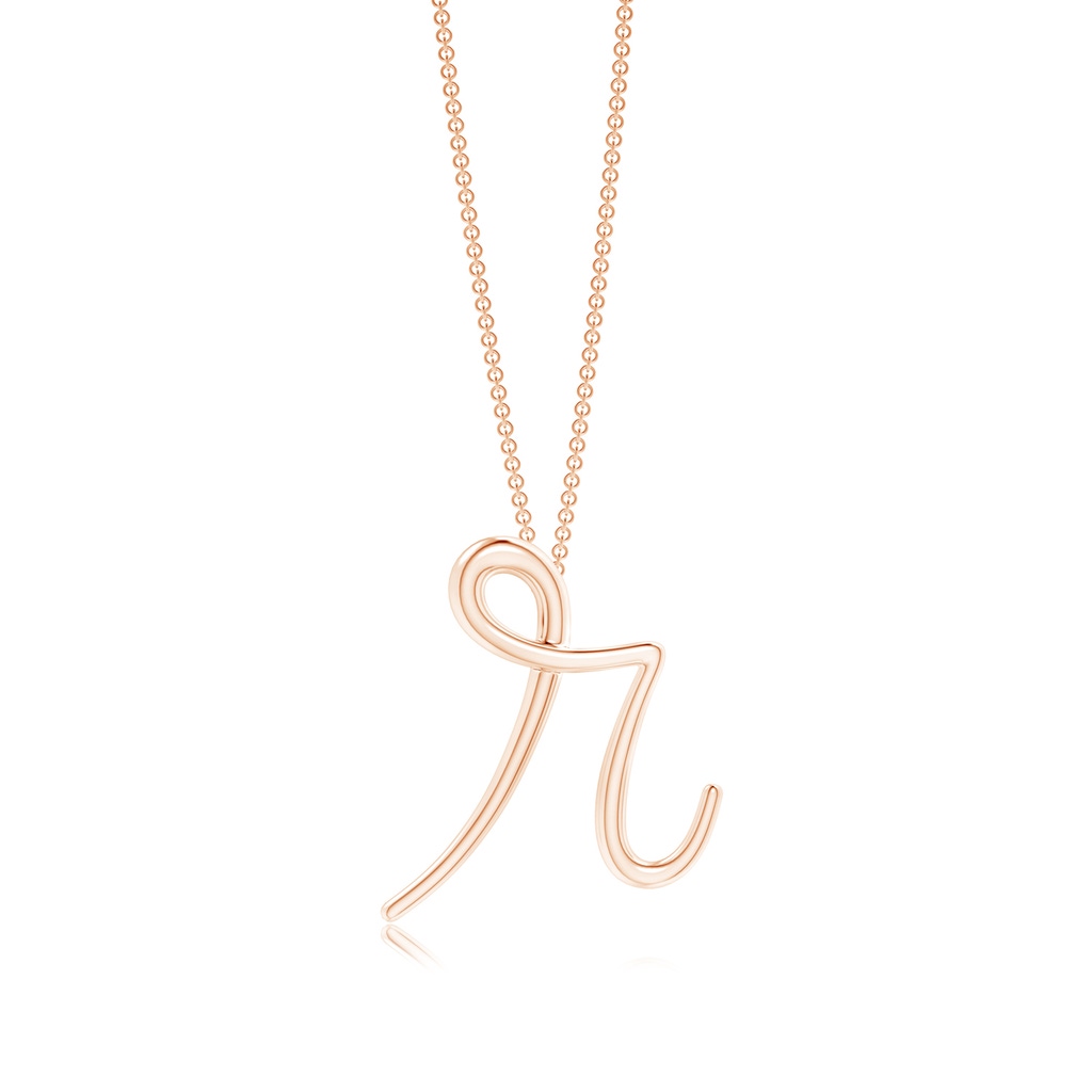 Lowercase "R" Initial Pendant in Rose Gold