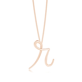 Lowercase "R" Initial Pendant in Rose Gold