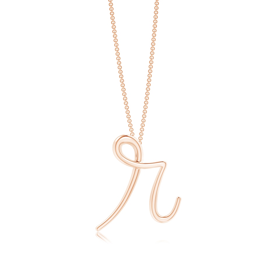 Lowercase "R" Initial Pendant in Rose Gold 