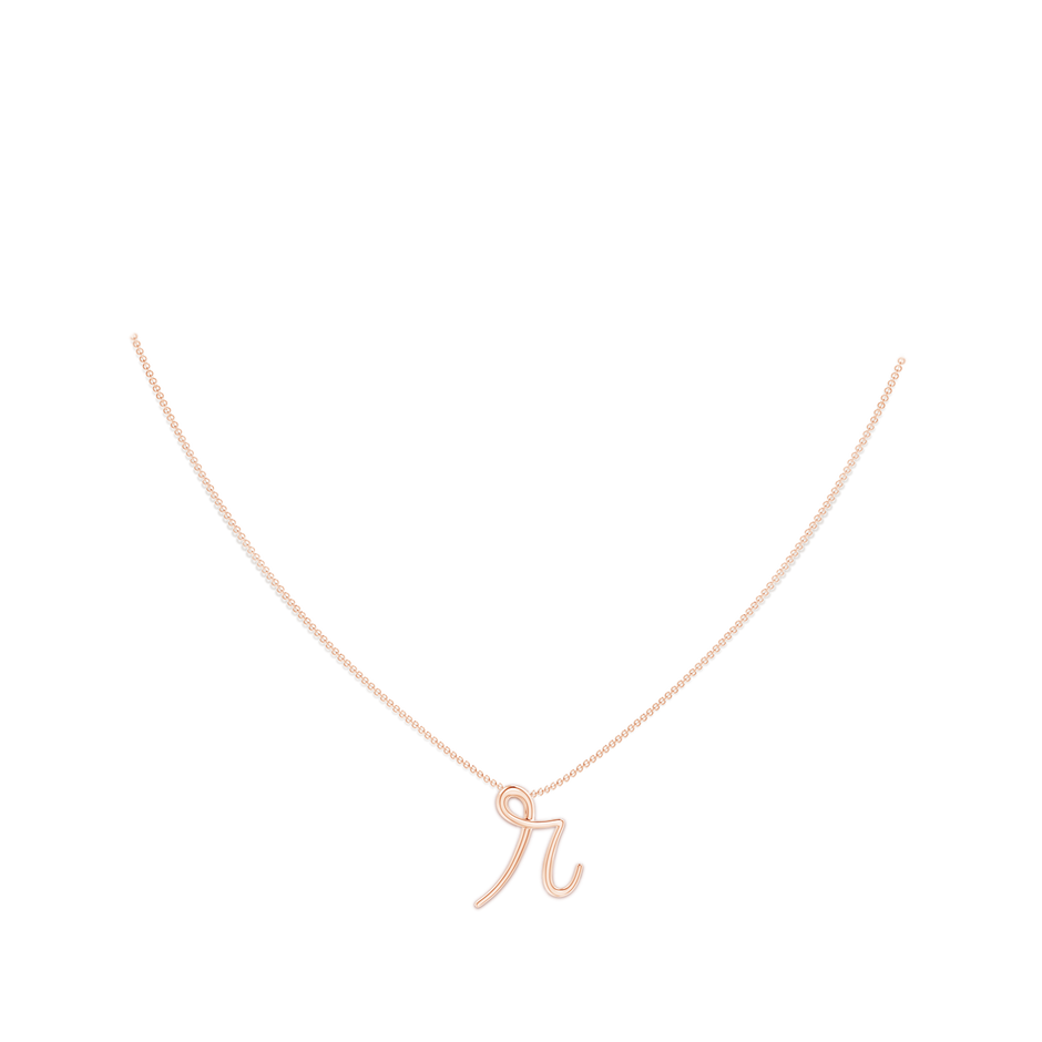 Lowercase "R" Initial Pendant in Rose Gold Body-Neck