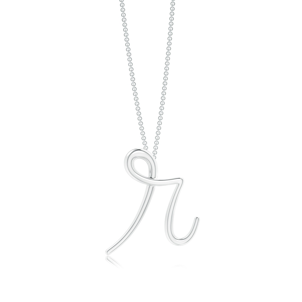 Lowercase "R" Initial Pendant in White Gold