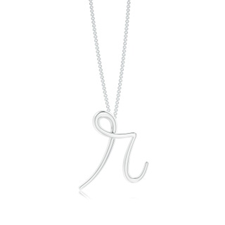 Lowercase "R" Initial Pendant in White Gold