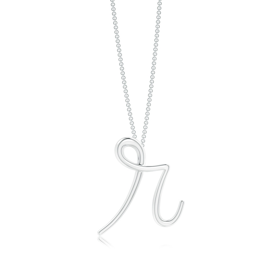 Lowercase "R" Initial Pendant in White Gold 