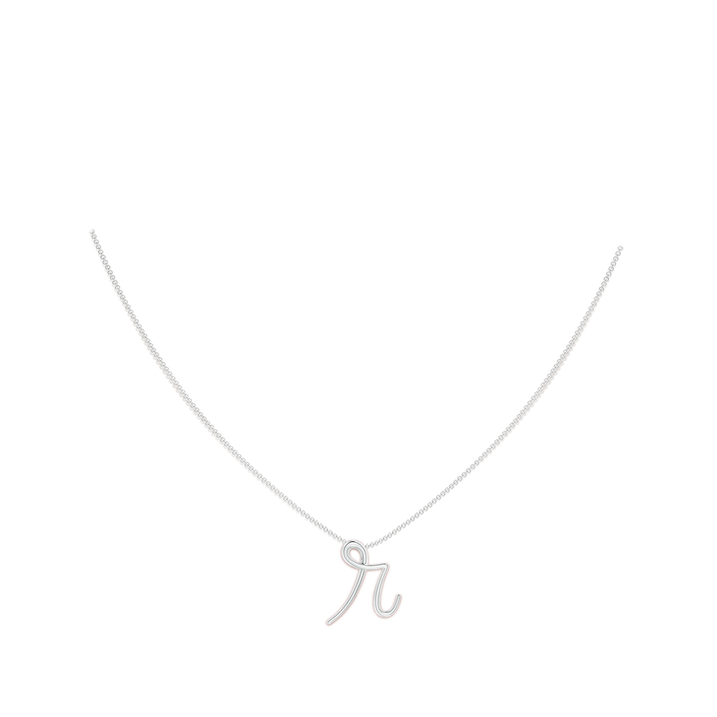 Lowercase "R" Initial Pendant in White Gold Body-Neck