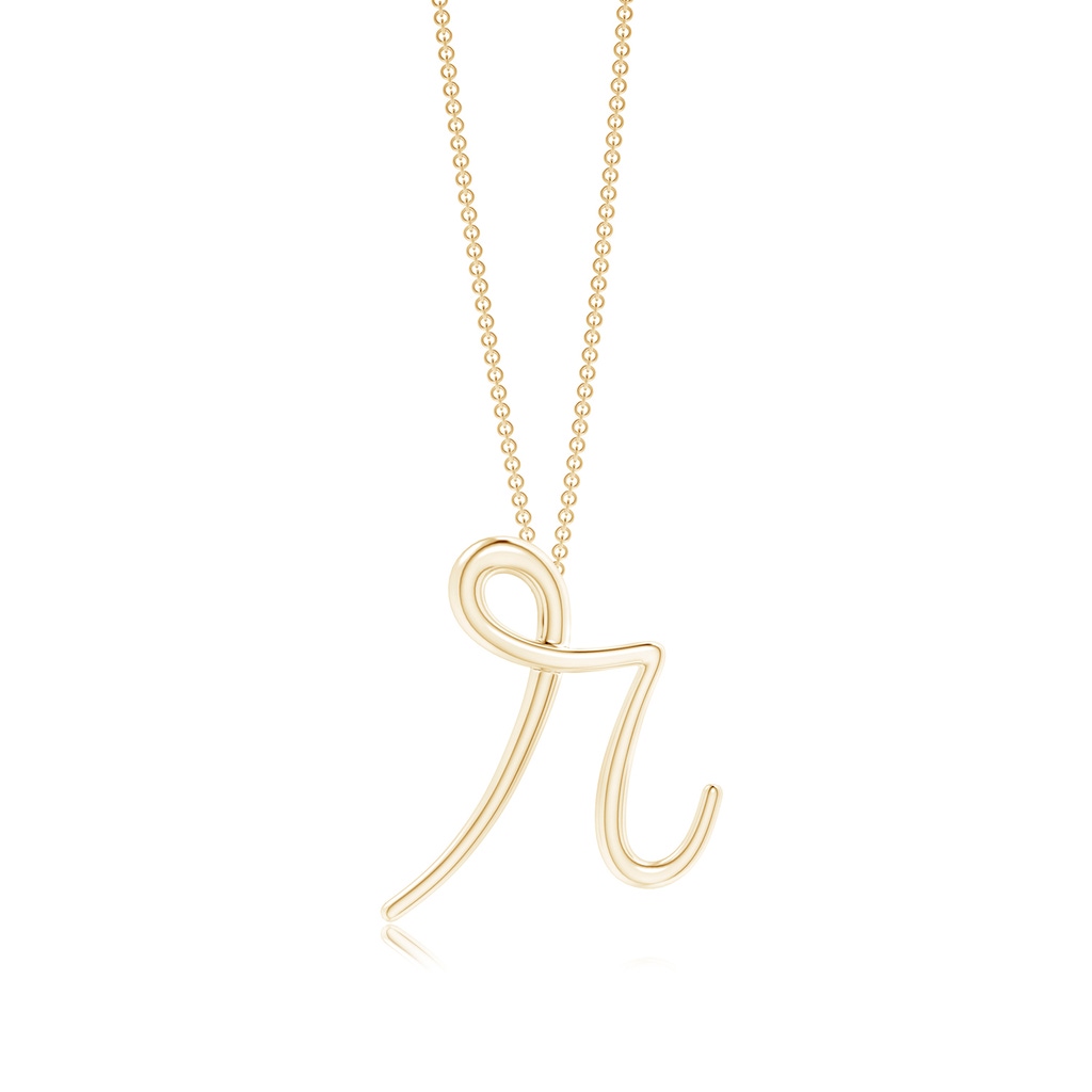 Lowercase "R" Initial Pendant in Yellow Gold 