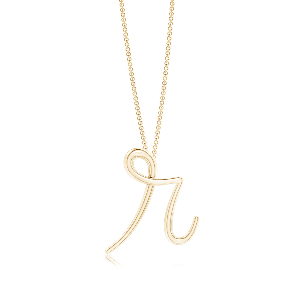 Lowercase "R" Initial Pendant in Yellow Gold