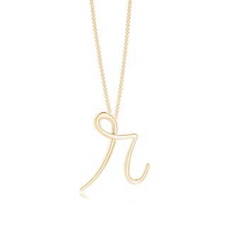 Lowercase "R" Initial Pendant in Yellow Gold