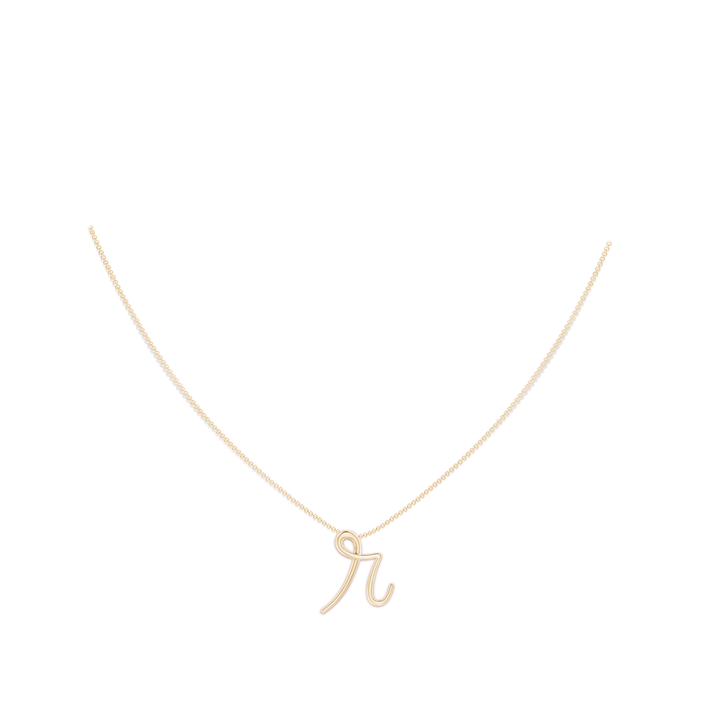 Lowercase "R" Initial Pendant in Yellow Gold Body-Neck