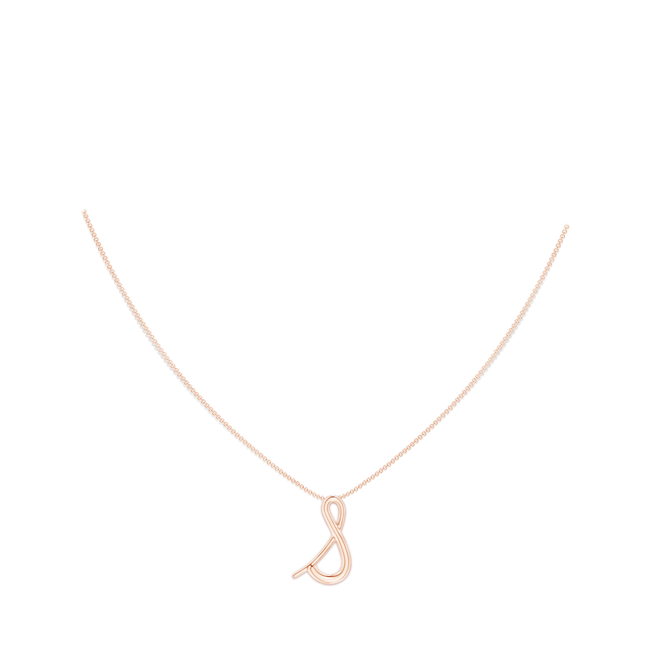 Lowercase "S" Initial Pendant in 10K Rose Gold body-neck
