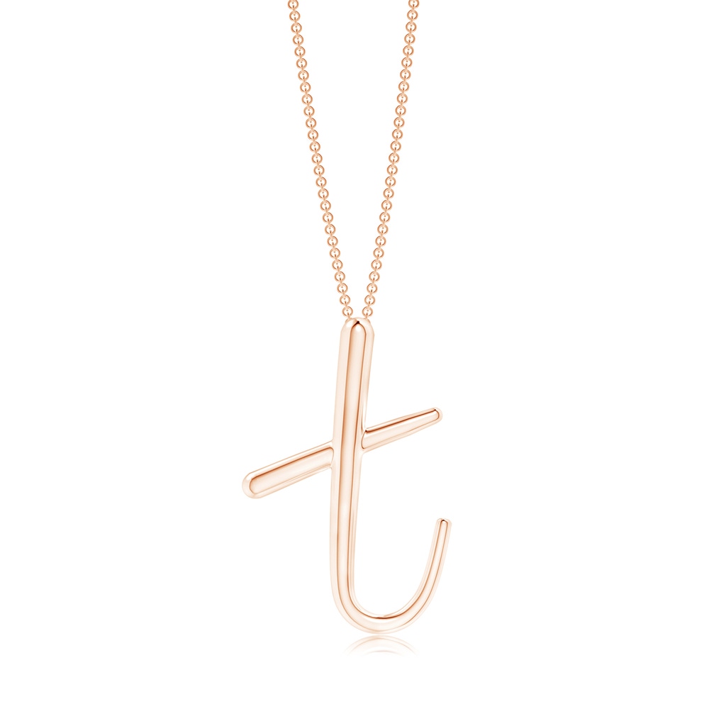 Lowercase "T" Initial Pendant in 9K Rose Gold
