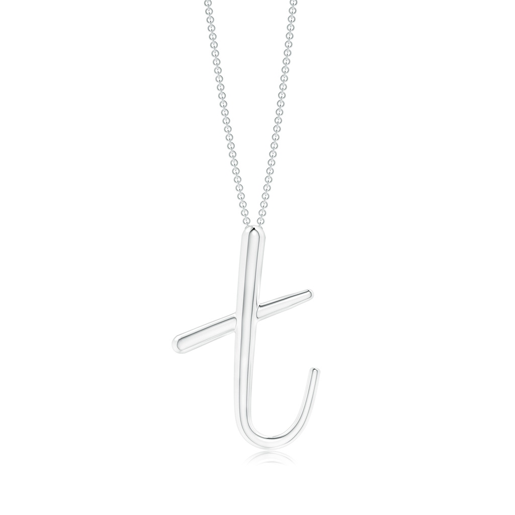 Lowercase "T" Initial Pendant in White Gold