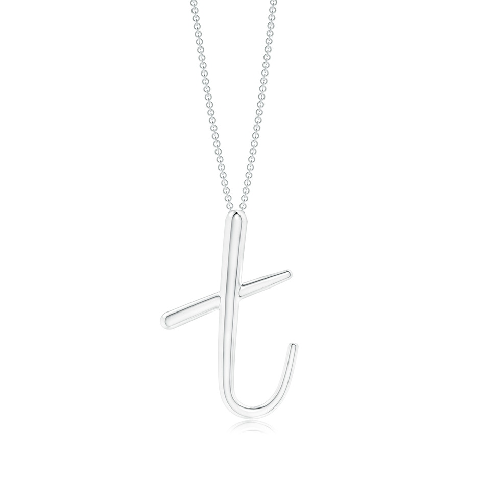 Lowercase "T" Initial Pendant in White Gold 