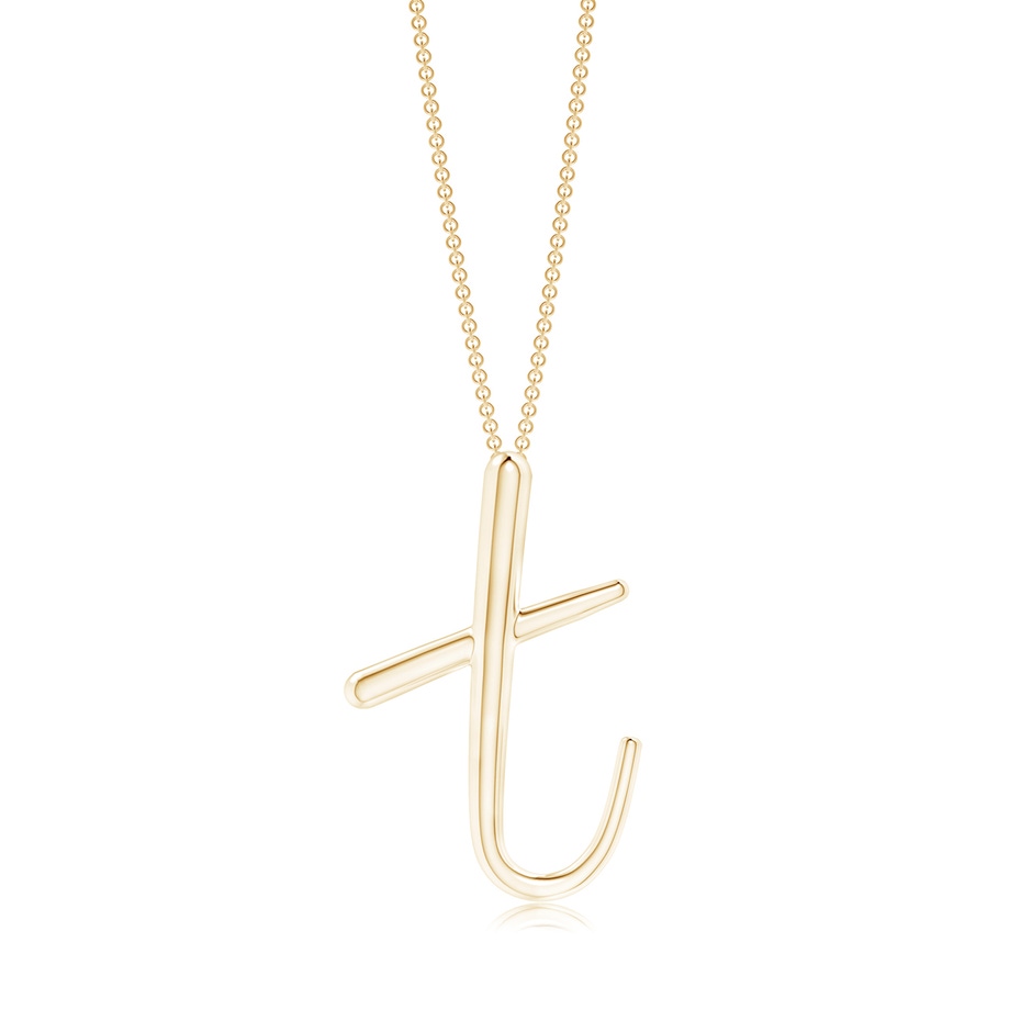 Lowercase "T" Initial Pendant in Yellow Gold 