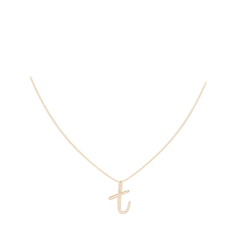 Lowercase "T" Initial Pendant in Yellow Gold Body-Neck