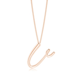 Lowercase "U" Initial Pendant in 9K Rose Gold