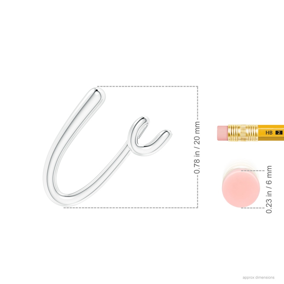 Lowercase "U" Initial Pendant in P950 Platinum Ruler