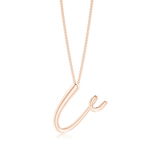 Lowercase "U" Initial Pendant in Rose Gold