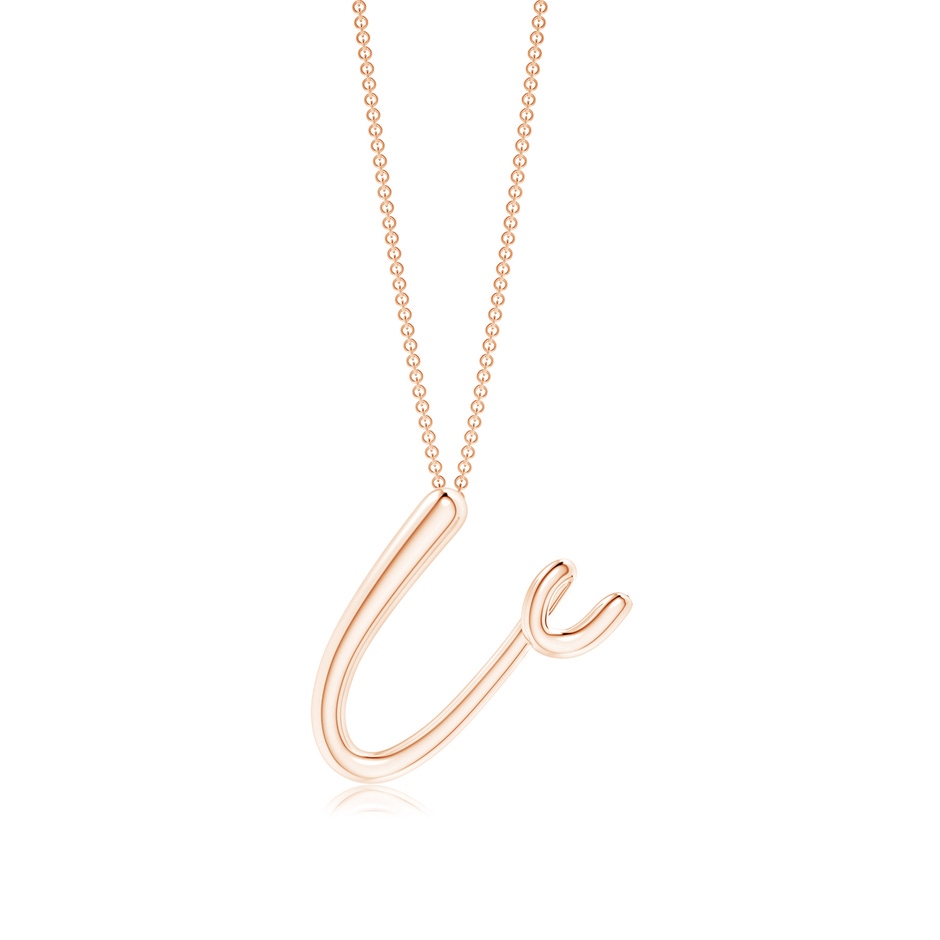 Lowercase "U" Initial Pendant in Rose Gold 