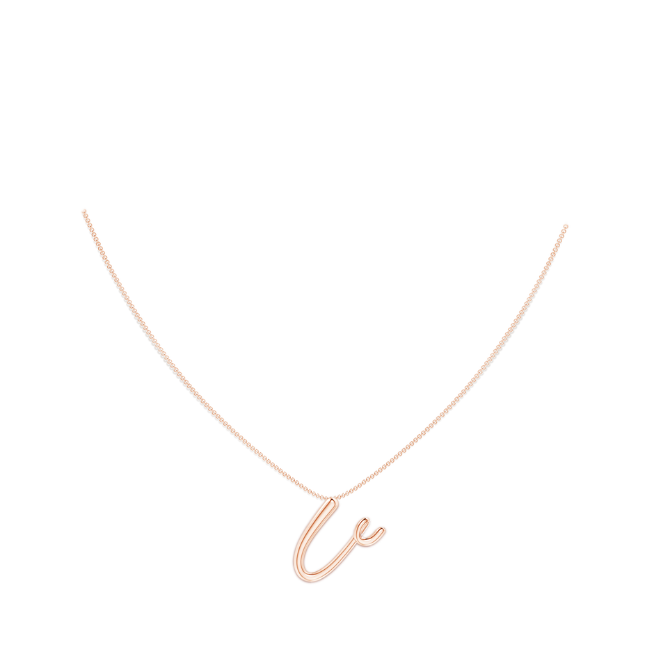 Lowercase "U" Initial Pendant in Rose Gold Body-Neck