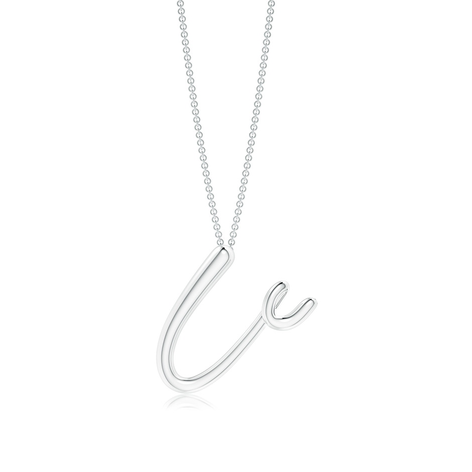 Lowercase "U" Initial Pendant in White Gold 