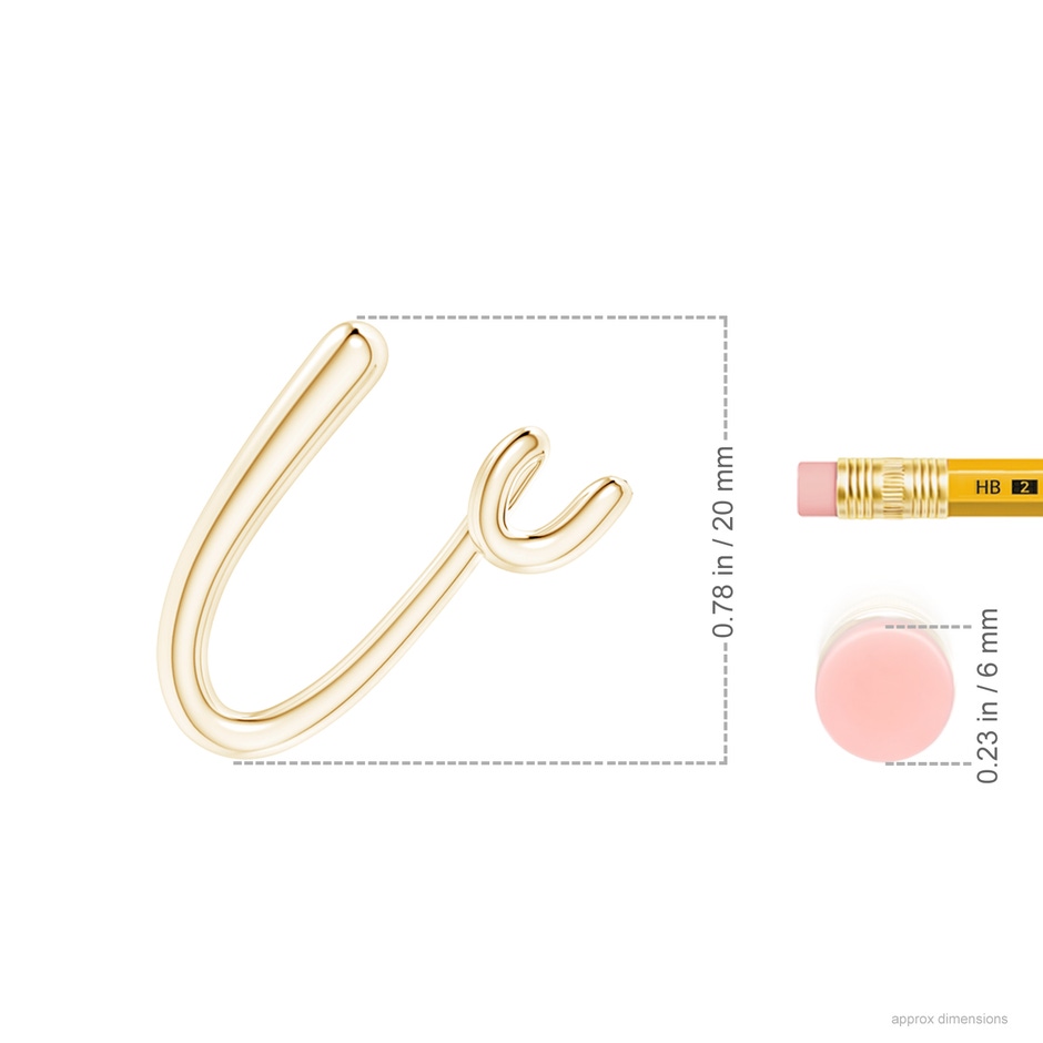 Lowercase "U" Initial Pendant in Yellow Gold Ruler