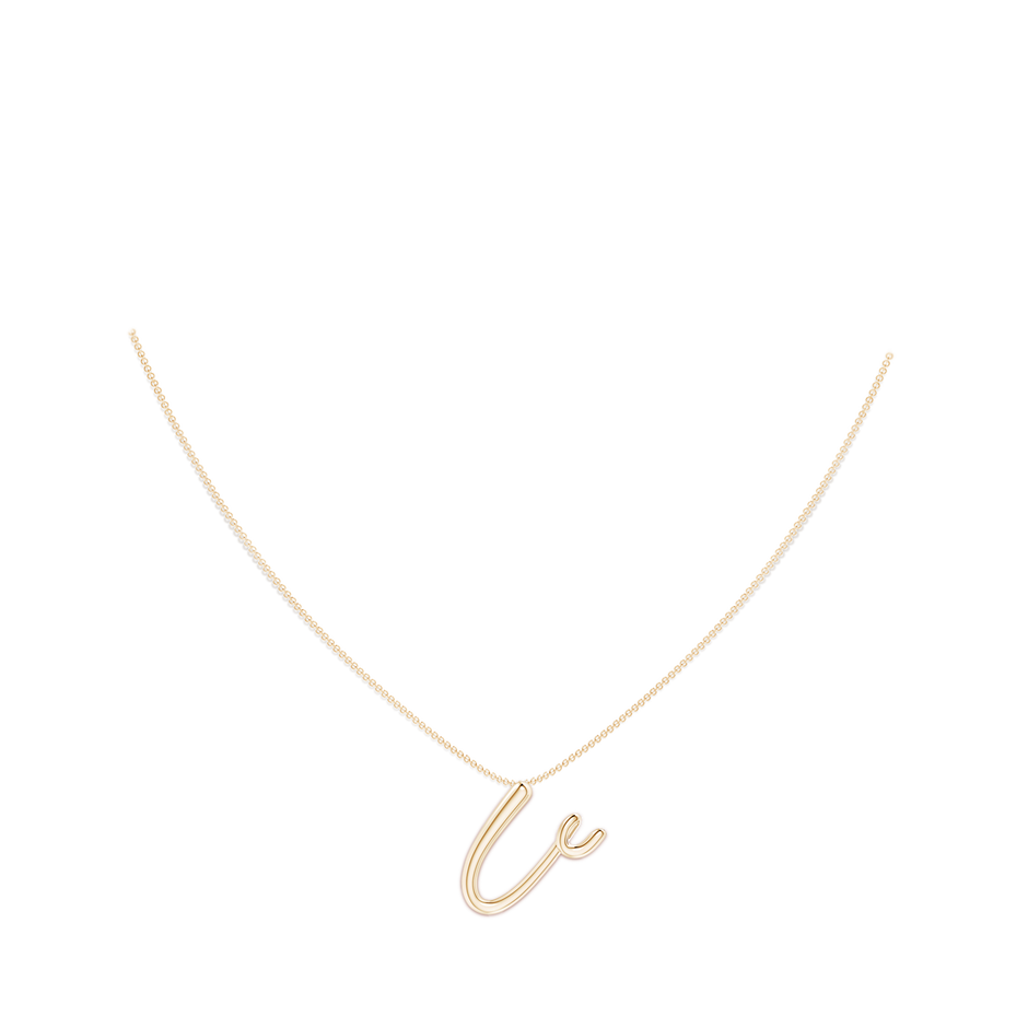 Lowercase "U" Initial Pendant in Yellow Gold Body-Neck