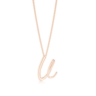 Lowercase "V" Initial Pendant in 9K Rose Gold