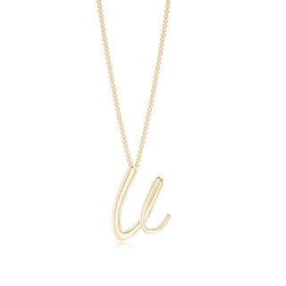 Lowercase "V" Initial Pendant in 9K Yellow Gold