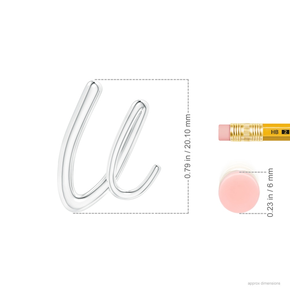Lowercase "V" Initial Pendant in P950 Platinum ruler