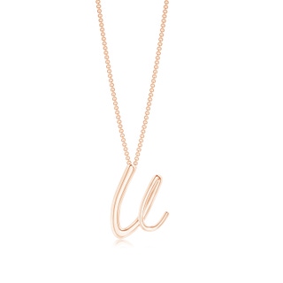 Lowercase "V" Initial Pendant in Rose Gold