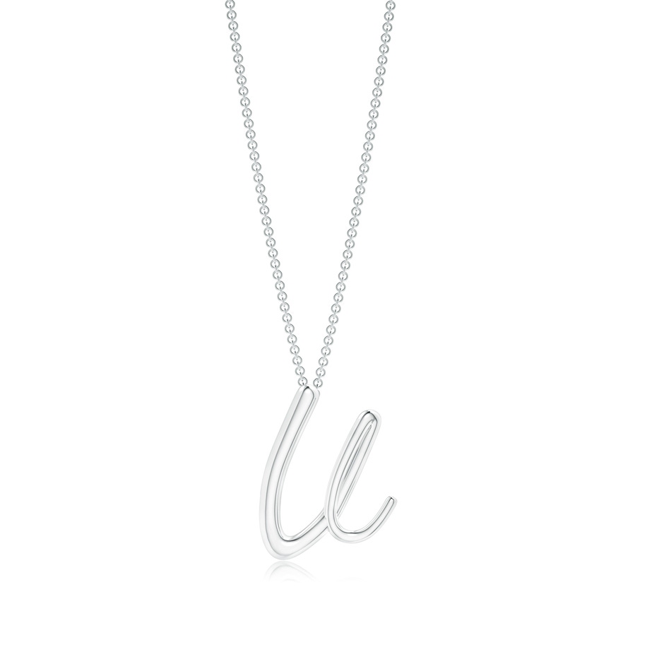 Lowercase "V" Initial Pendant in White Gold 