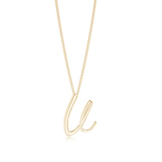 Lowercase "V" Initial Pendant in Yellow Gold