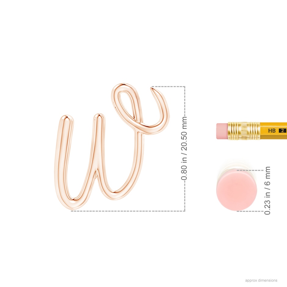 Lowercase "W" Initial Pendant in Rose Gold Ruler