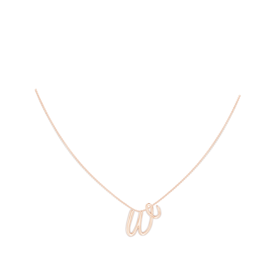 Lowercase "W" Initial Pendant in Rose Gold Body-Neck