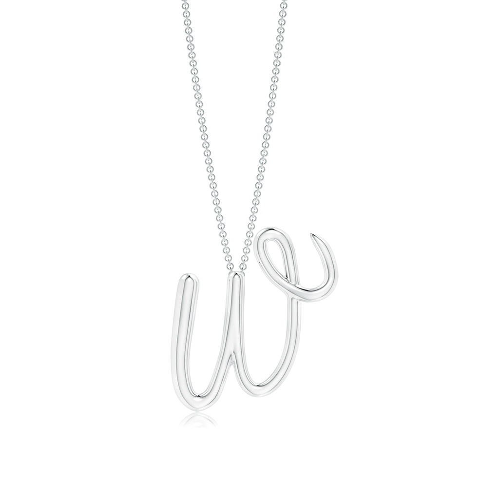 Lowercase "W" Initial Pendant in White Gold