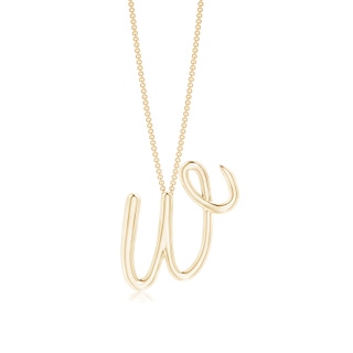 Lowercase "W" Initial Pendant in Yellow Gold