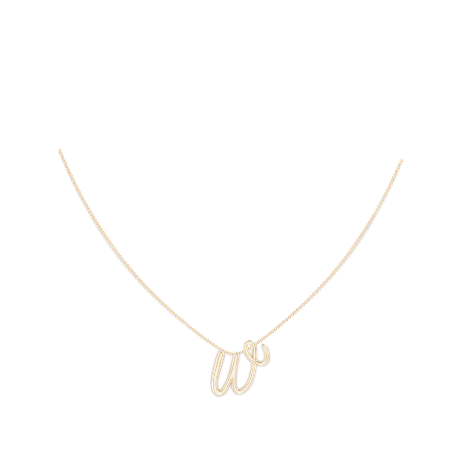 Lowercase "W" Initial Pendant in Yellow Gold Body-Neck