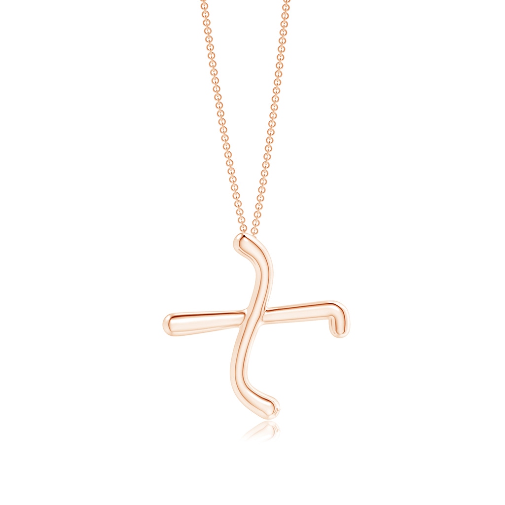 Lowercase "X" Initial Pendant in 9K Rose Gold