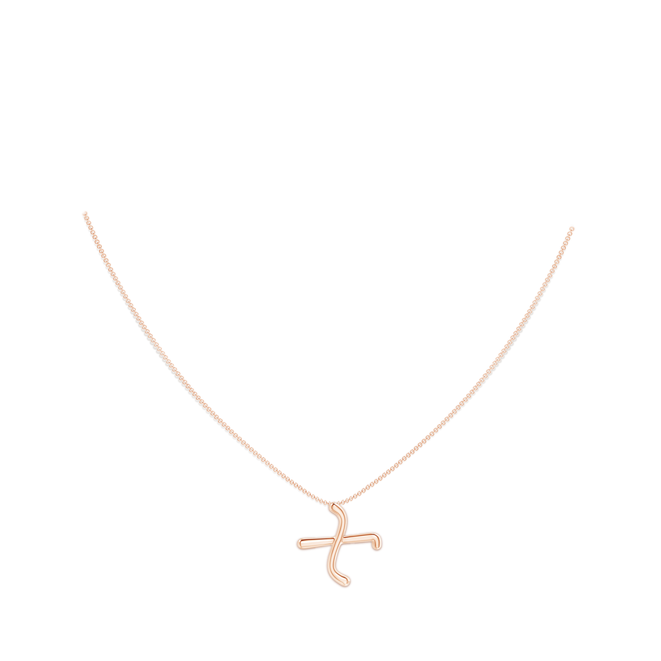 Lowercase "X" Initial Pendant in Rose Gold Body-Neck