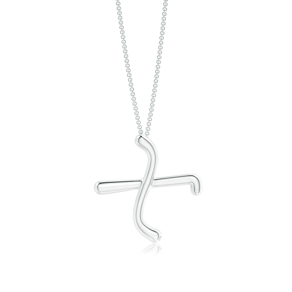 Lowercase "X" Initial Pendant in White Gold