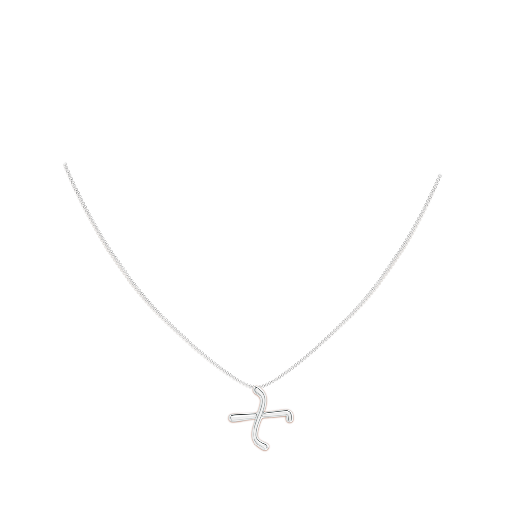 Lowercase "X" Initial Pendant in White Gold Body-Neck